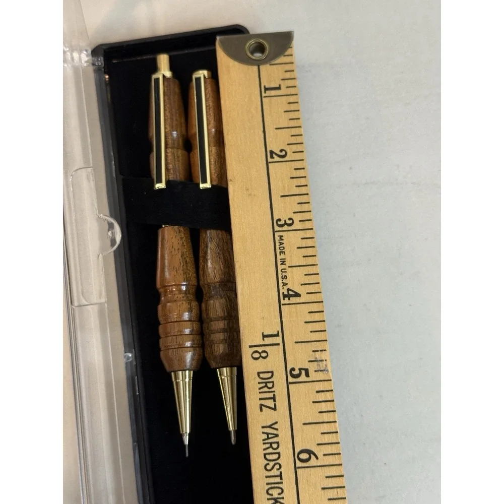 Handmade Bocote Wood Pen & Mechanical Pencil Set Gold Trim Fits Cross Refill